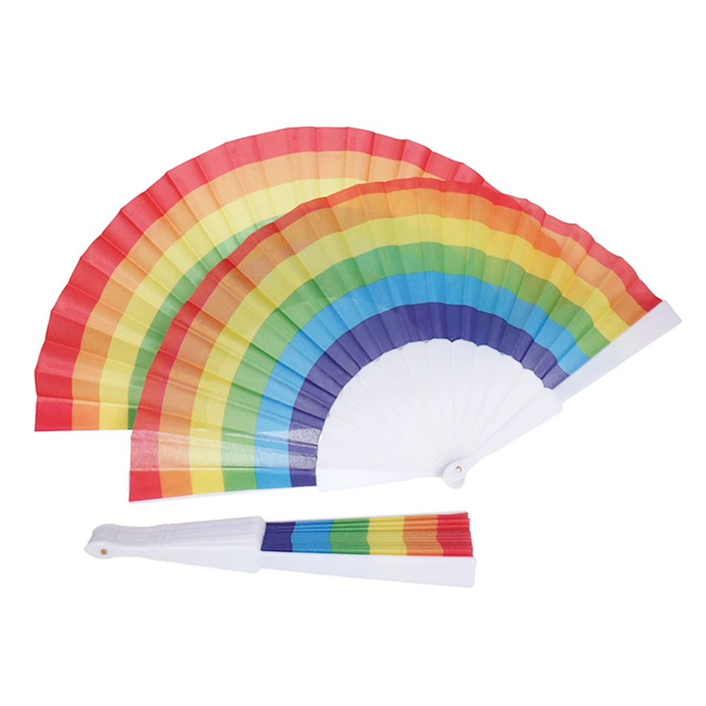 

3pcs Rainbow Folding Handheld Hand Fan For Women Compact Portable Smooth Stage Performance Daily Use Chinese Culture