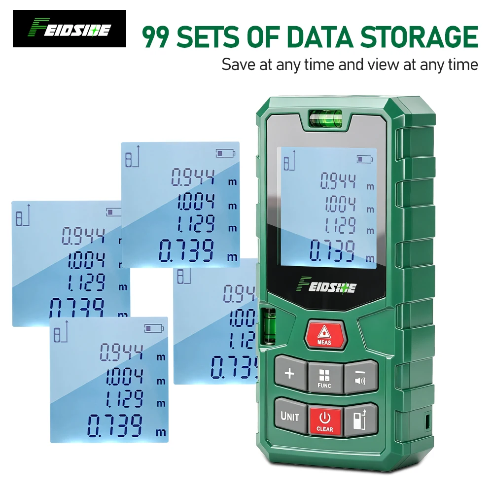 FEIDSIDE 50M/120M Laser Distance Meter Laser Rangefinder Portable Digital Laser Distance Measuring Tool for Construction