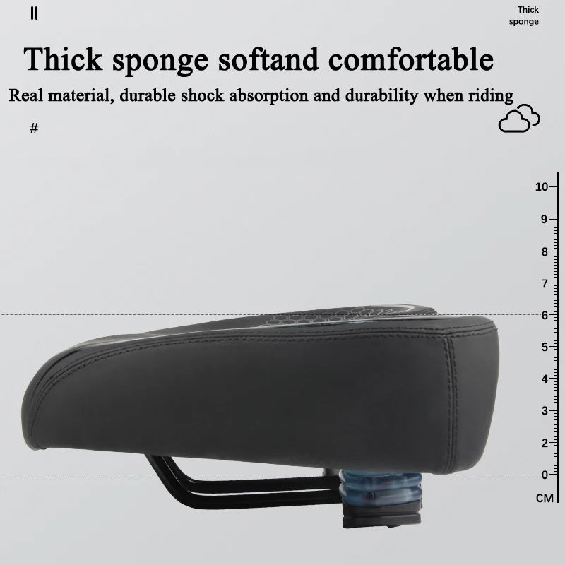 DRCKHROSComfortable Bicycle Saddle Double Shock Absorption Commuter Cycling Seat High Elastic Widen MTB Road Bike Cushion