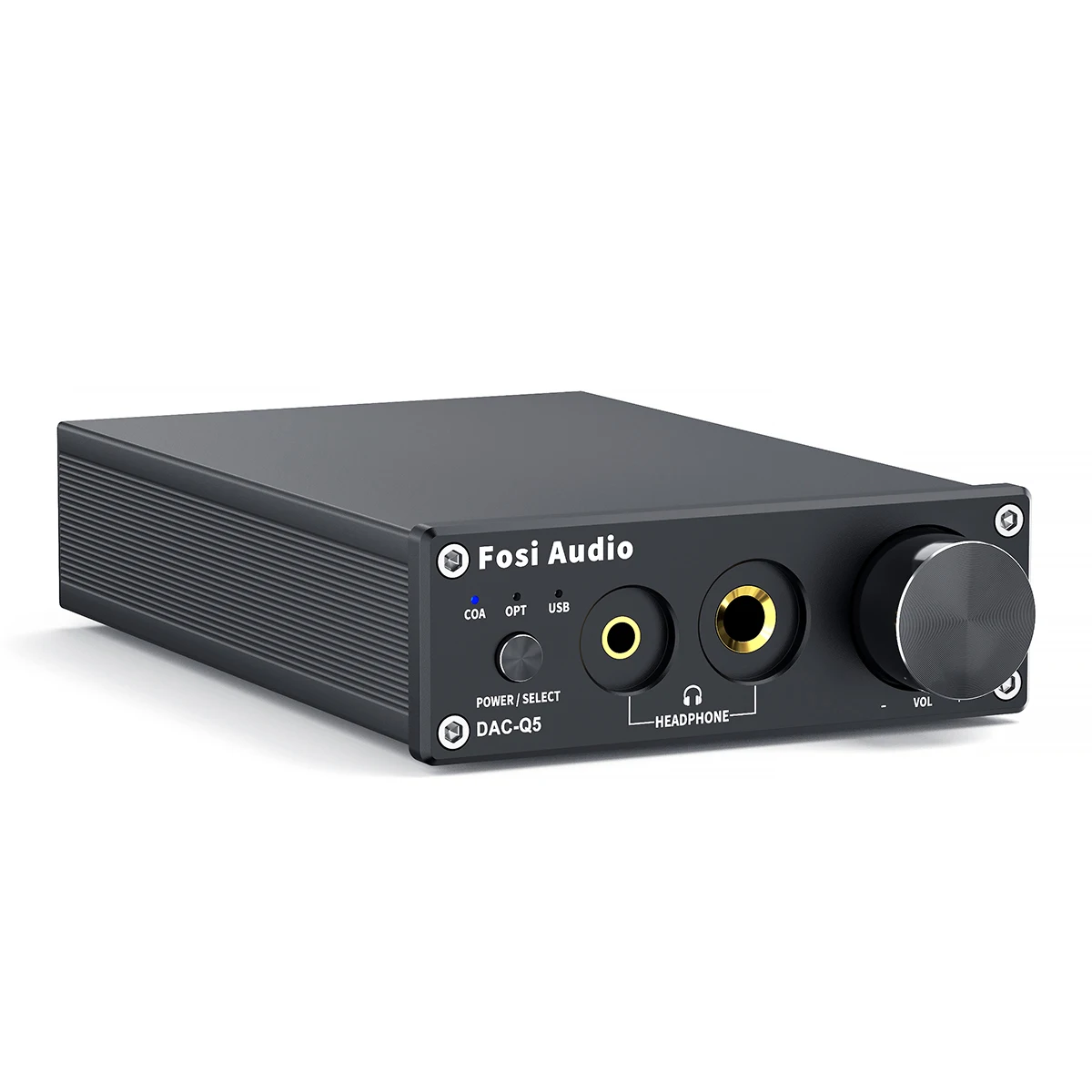Fosi Audio Q5 Stereo-Vorverstärker & DAC-Kopfhörerverstärker mit ESS9018K2M Chip, Dual-Ausgang Desktop-Audio-Decoder-Verstärker für HiFi-Kopfhörer
