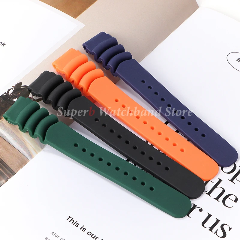20 مللي متر 22 مللي متر ساعات سيليكون الفرقة ل Seiko SKX007 SKX009 SRP777J1 مقاوم للماء الغوص سيليكون سوار الرجال الرياضة حزام حلقة معدنية