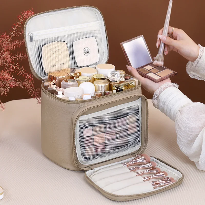 Makeup Bag Large Capacity Travel Cosmetic bag Multi Compartment Portable Handbag for Makeup Brushes Skincare Toiletries Storage