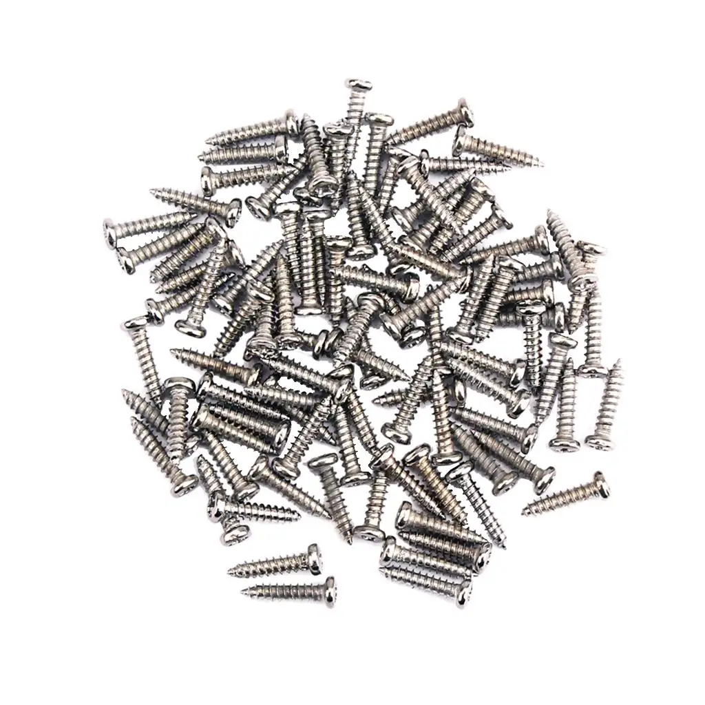 100 Pieces Iron Tuning Peg Tuner Mounting Heads Screws for Guitar Bass Ukulele Mandolin Musical Instrument Replacement Screws