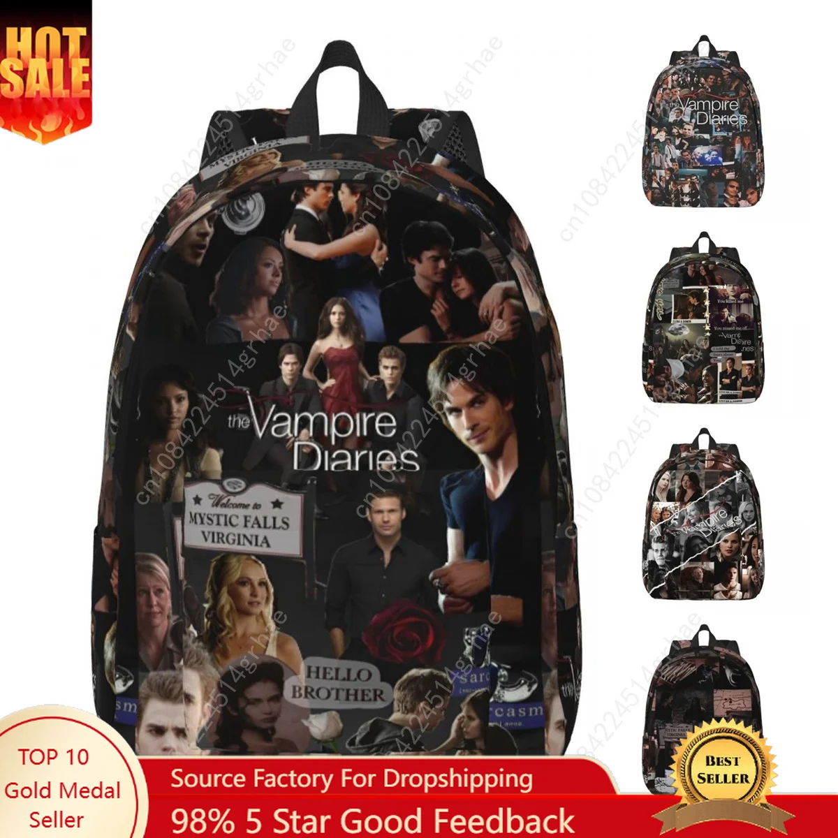 The Vampire Diaries Collage Backpack for Men Women Casual Student Business Daypack TV Series Laptop Canvas Bags Sports