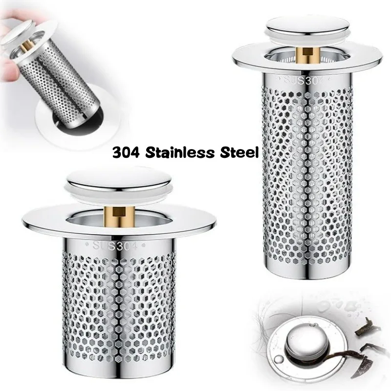 Bathroom Sink Stopper Stainless Steel Floor Drain Filter Washbasin Protector Cover Plug Hair Catcher Bathtub Basin Sink Strainer