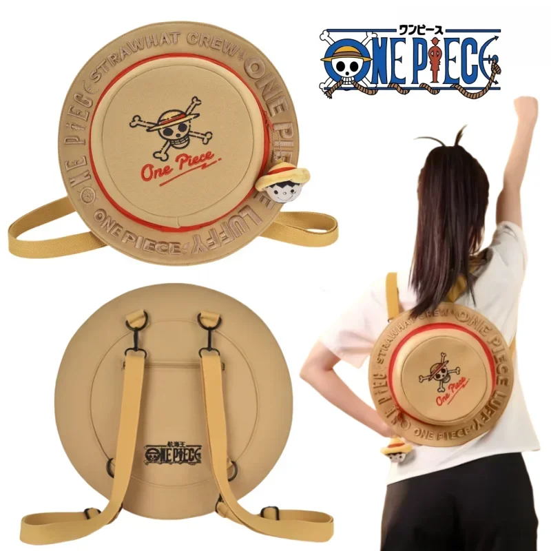 

Genuine One Piece Monkey D Luffy Straw Hat Backpack Student Travel Sports Fitness Organizer Bag Anime Decoration Festival Gifts