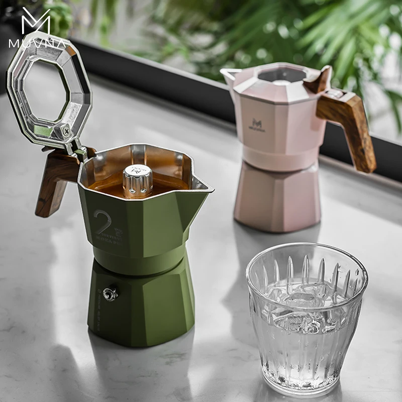 MUVNA Espresso Moka Pot 2/4 Cup Stovetop Espresso Percolator & Coffee Maker–Portable,Ideal for Home and Camping