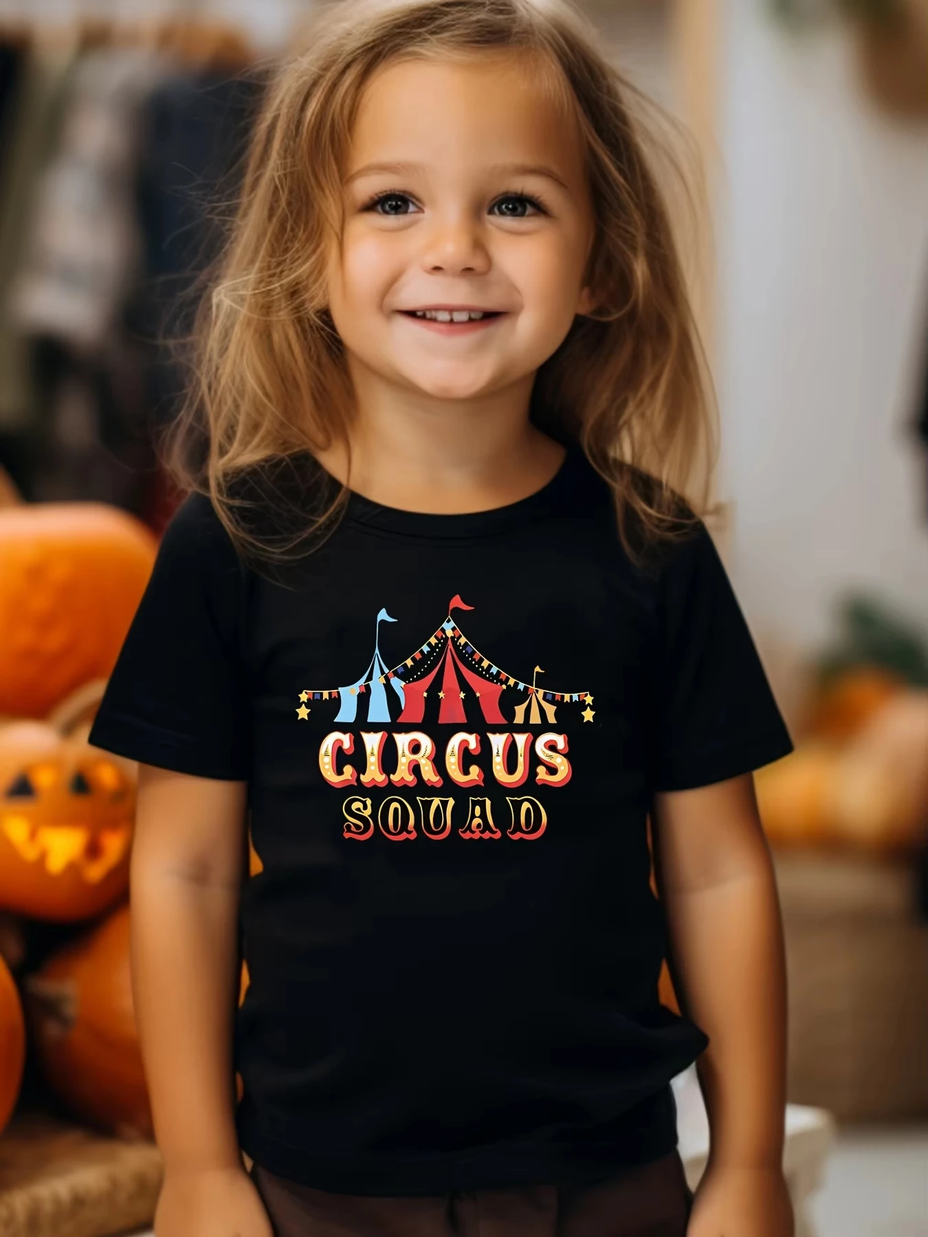 

Cartoon CIRCUS SQUAD Printed Short-sleeved T-shirt For Girls Casual Short Sleeve Crew Neck Boys Tshirts Children's Daily Tees
