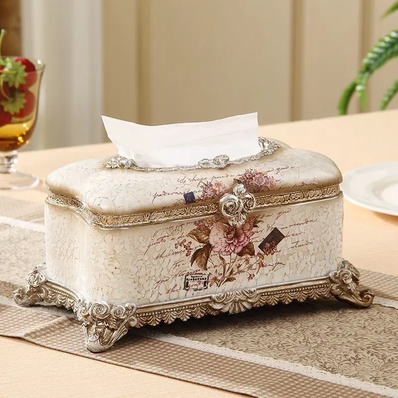 

Rectangular Resin Tissue Box, Exquisite, Hotel Carved, Car, Office Decoration, Home, Desktop Napkin Holder