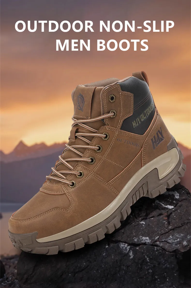 High-Top-Lederstiefel für Herren, atmungsaktive Desert Combat Boots, rutschfeste Outdoor-Wanderstiefel für Herren, Motorradstiefel, Arbeitsstiefeletten – Detail 2
