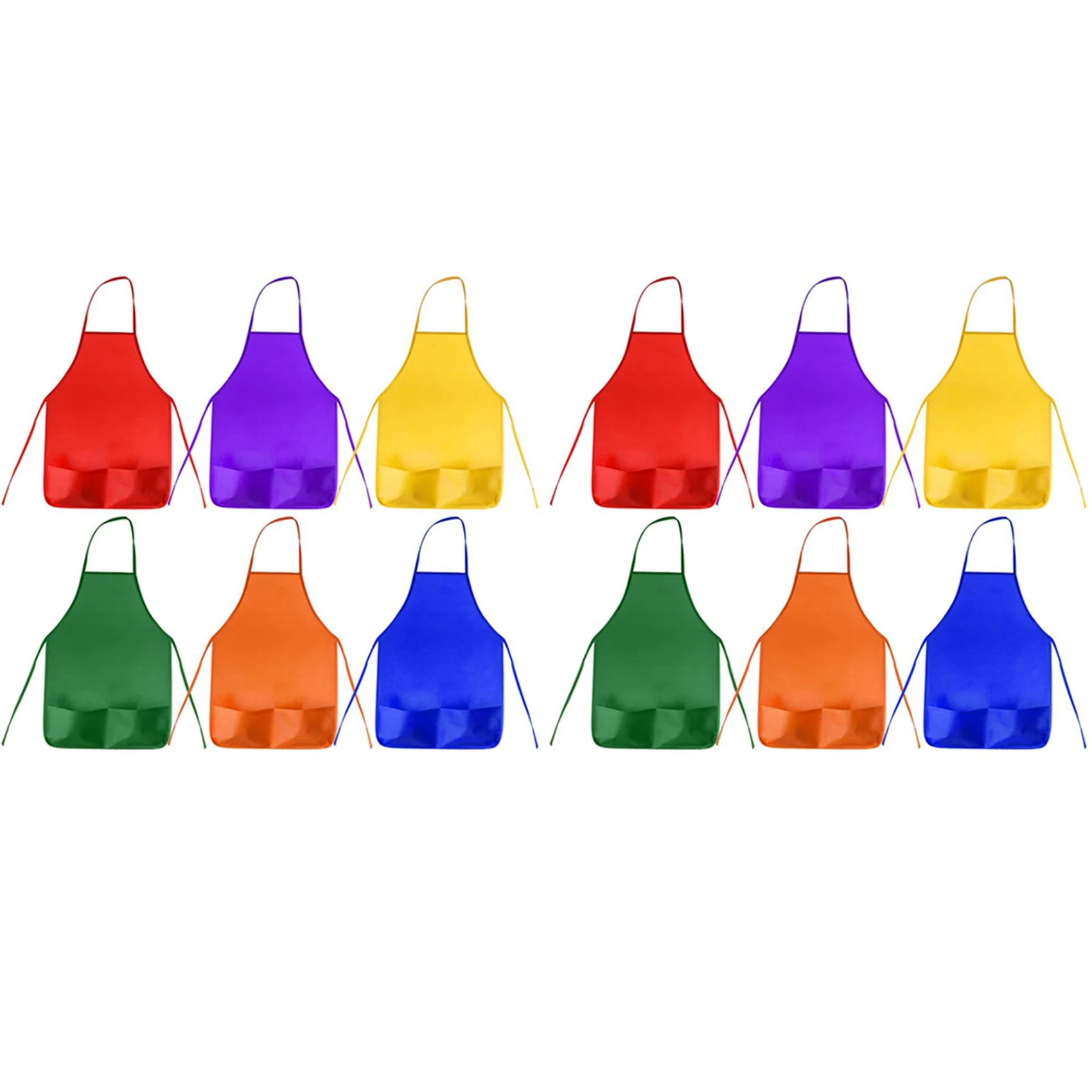 Hot kf-24 Pack 6 Color Kids Aprons Children Painting Aprons Kids Art Smocks With 2 Roomy Pockets (Brushes Not Included)