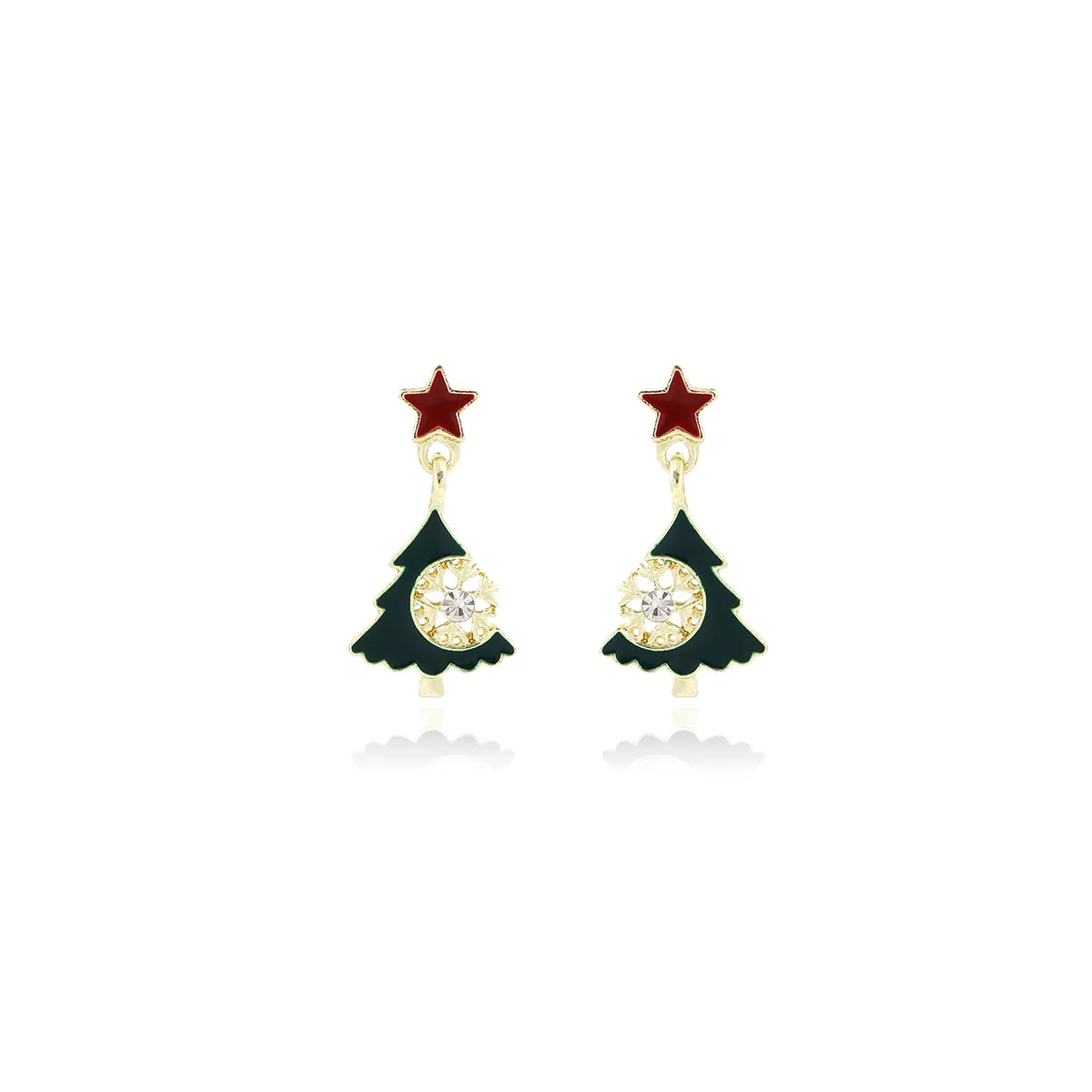 Pendientes de árbol de Navidad con estrellas ahuecadas y tema navideño para mujer, aguja de cobre blanco, antialérgica, promoción de nuevos productos