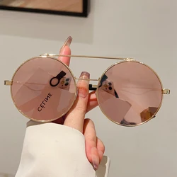 KAMMPT Vintage Round Sunglasses Men 2025 New in Fashion Double Bridge Mirror Shades Women Trendy Retro Brand Design Sun Glasses