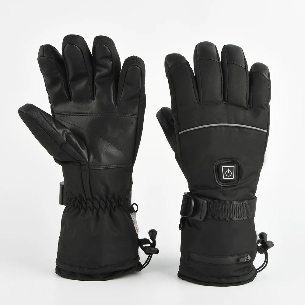 1-ペア電熱手袋冬の暖かさオートバイスキー乗馬ハイキング釣りキャンプタッチスクリーン駆動