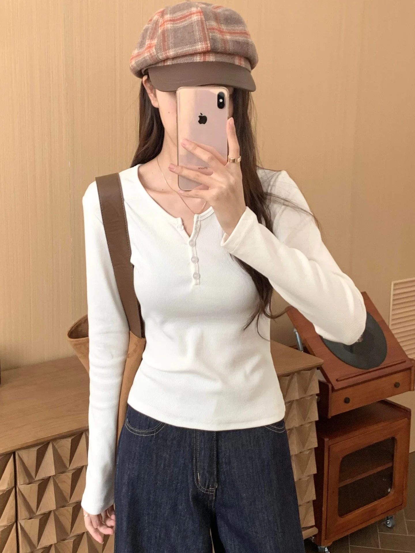 

Slim Fit V-Ne T-irt Knitwear Casual Sle Spring Autumn Women's Base Layer Ribbed Knitted Top Korean Sle Long Sve