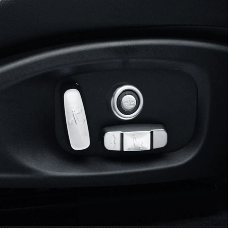 WELKINRY For Land Rover Discovery Sport L550 2014-2023 ABS Chrome Car Seat Height Regulator Switch Button Knob Cover Trim