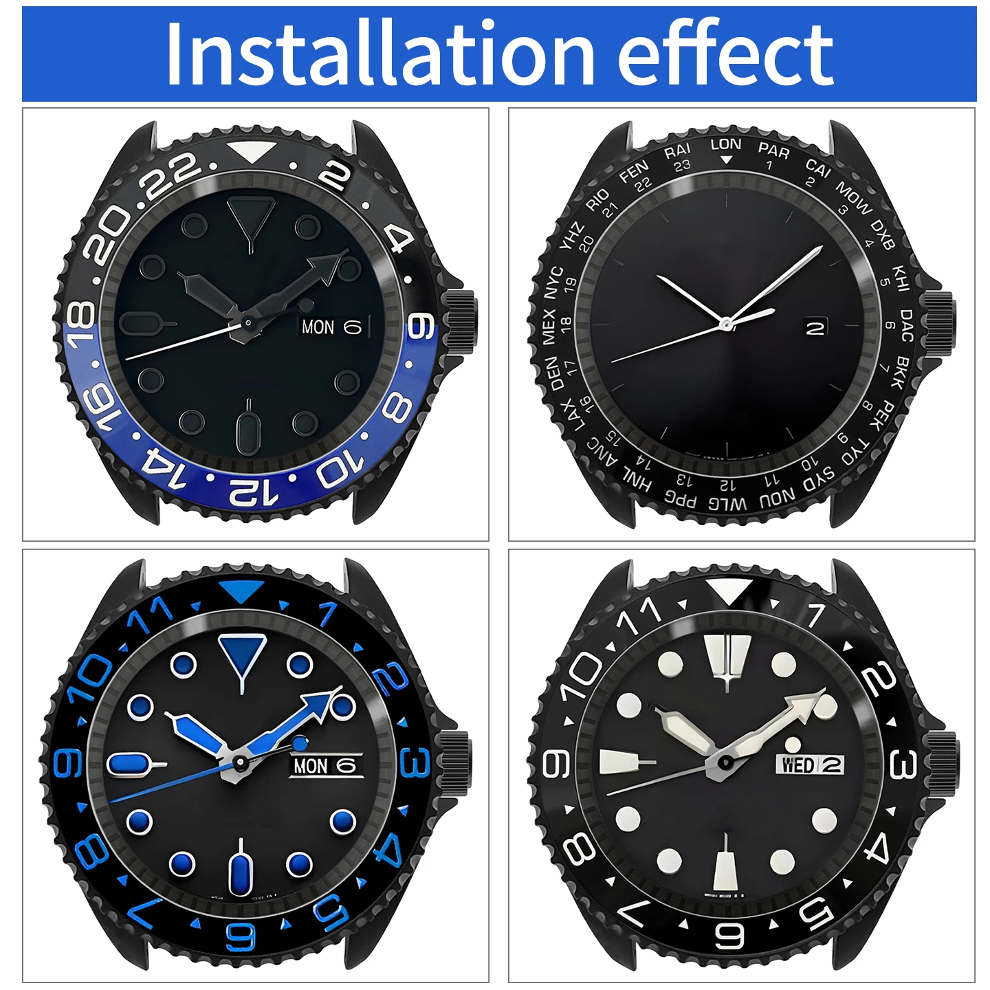 SKX Classic Mattschwarzes Uhrengehäuse 3 Uhr Edelstahl MOD NH35 NH36 4R36 Krone Saphirglas Kundenspezifisches Zubehör – Detail 2