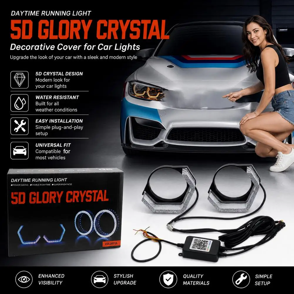 for BMW headlight decorative cover APP controls the color-shifting lens of the integrated light guide cover of the dazzling head