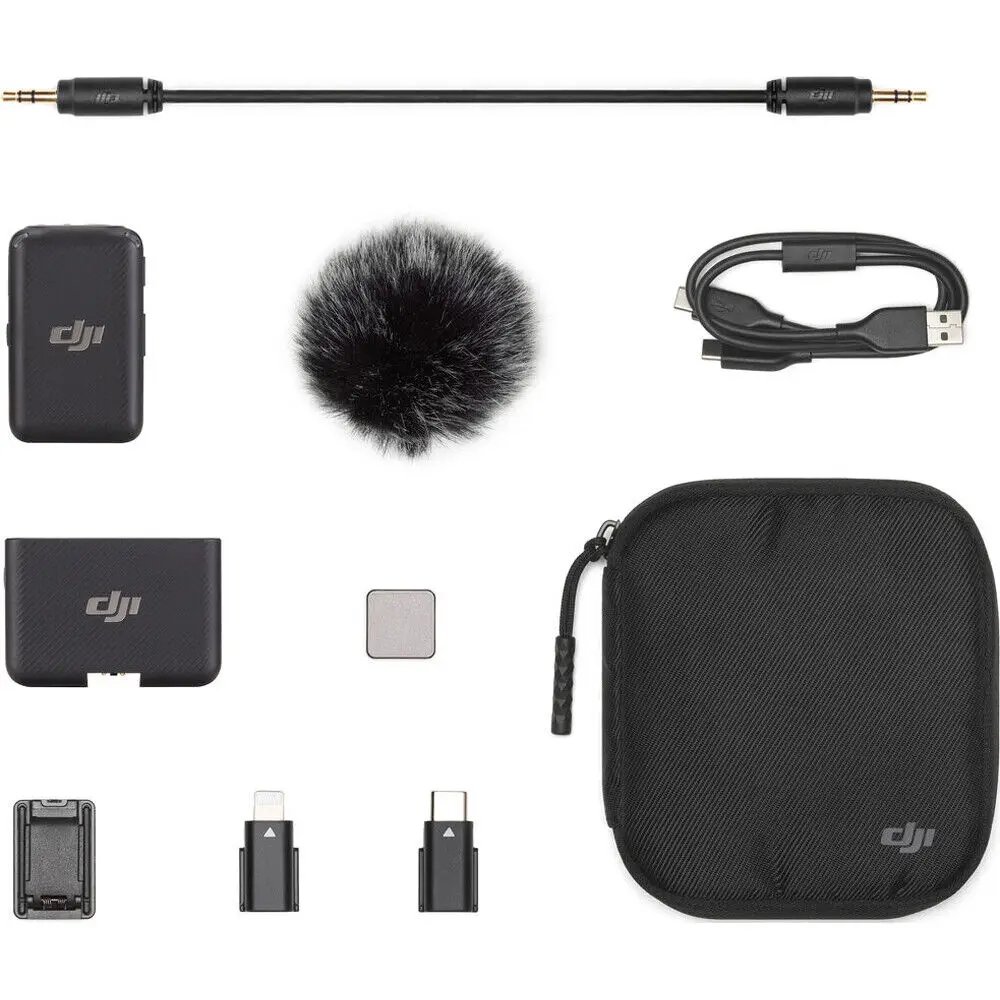 DJI MIC Dual-Channel 2.4g Wireless Lavalier Microphone System 250m 820ft 14 Hours Range Transmitter with Receiver one person