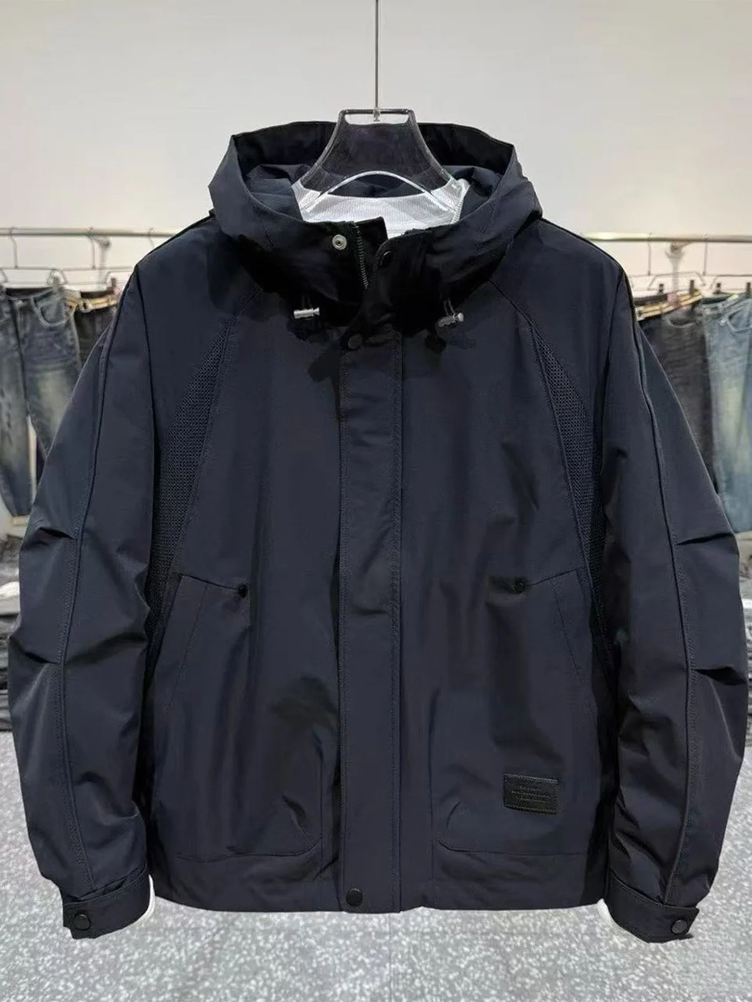 

Теплая мужская зимняя куртка-пуховик с капюшоном в американском уличном стиле, деконструированный пэчворк, защита от холода