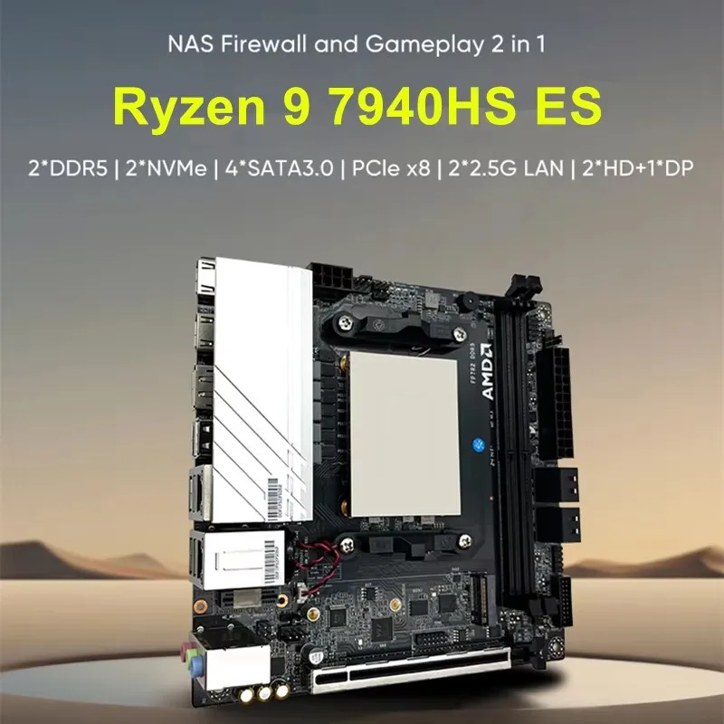 Topton N17 LAN 게이밍 마더보드, AMD Ryzen 9 7940HS ES 7840HS ES 2xNVMe 4xSATA PCIEx8 2 xDDR5 방화벽 NAS ITX 메인보드, 2x2.5G