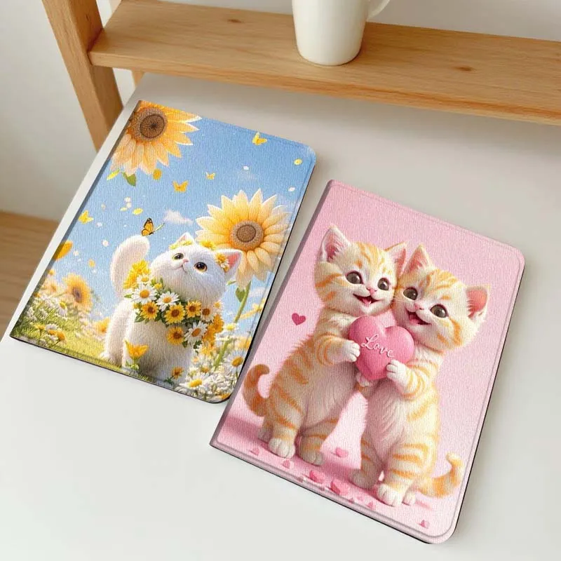 

Cute Cat Sunflower Field For Samsung Galaxy Tab A7 A A8 A9 A11 S6 S11 10.1 10.4 10.5 Inch Lite PLus Soft Tablet Case Gift