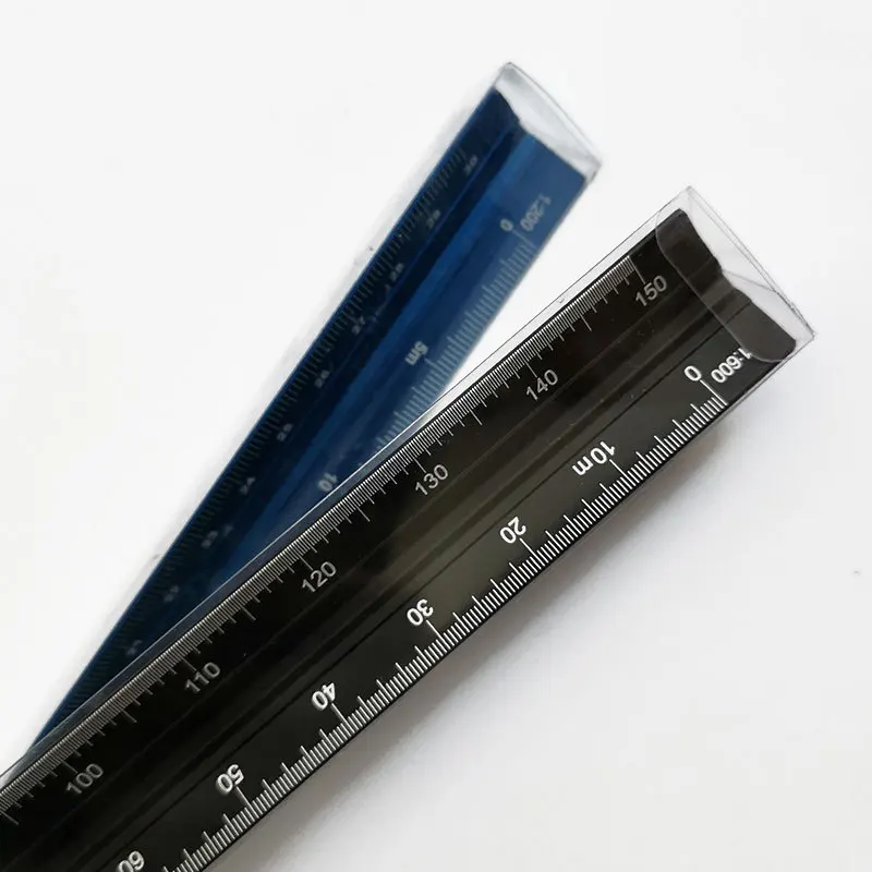 30cm Colorful Aluminum Alloy Metal Ruler Transparent Triangular Straight Scale Office Measuring Tools Architect Drafting Ruler