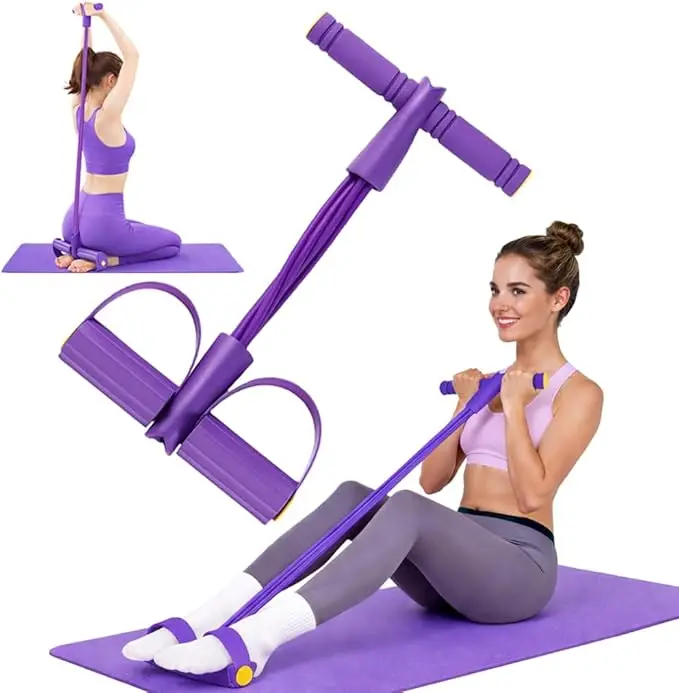 Fußpedal-Widerstandsband mit Griffen, 6-Rohr-Fußpedal, Knöchel-Widerstandsband für Sit-Ups und Ganzkörper-Workouts, tragbarer Heim-Fitness-Trainer für Beine, Arme und Rumpf.