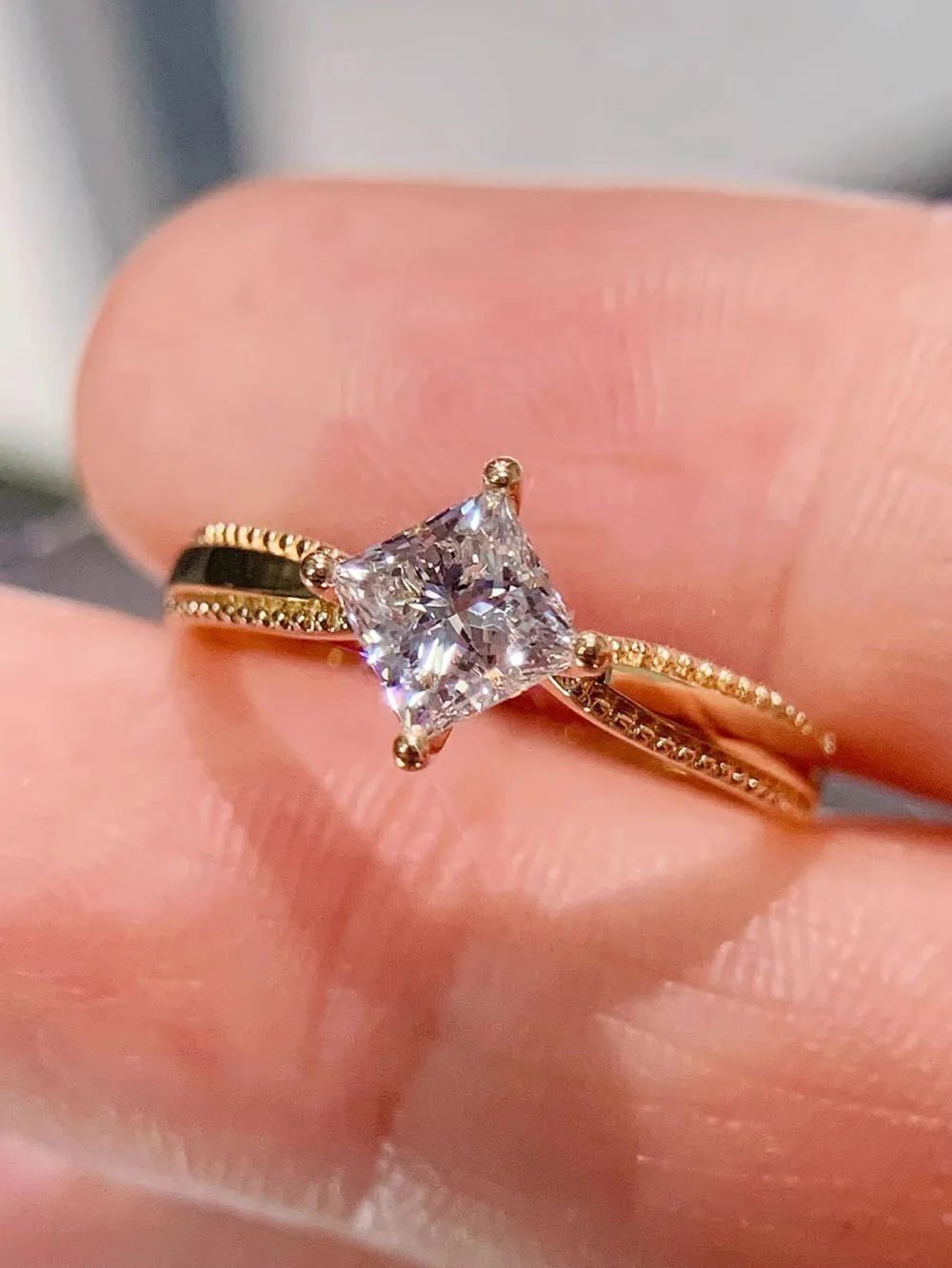 IGI Lab Growing Diamond Ring Princess shape D Color 1 2 3Ct Solid 18K Yellow Gold Ring Diamond wedding Factory Engagement Ring