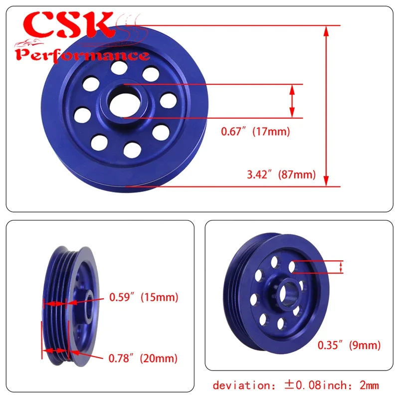 

High Performance Light-weight Crank Pulley Fits For Nissan 89-02 Skyline GTS GTR RB20 RB25 RB26 Black/Red/Purple/Blue