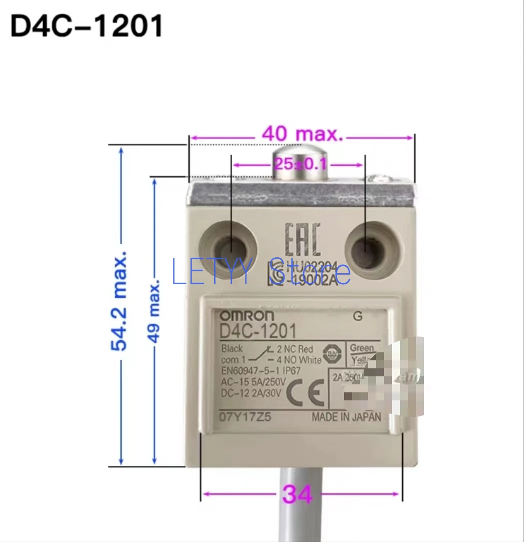 Interruptor impermeável do curso de limite D4C-1232 1202 1220 1227P 1229P 3224