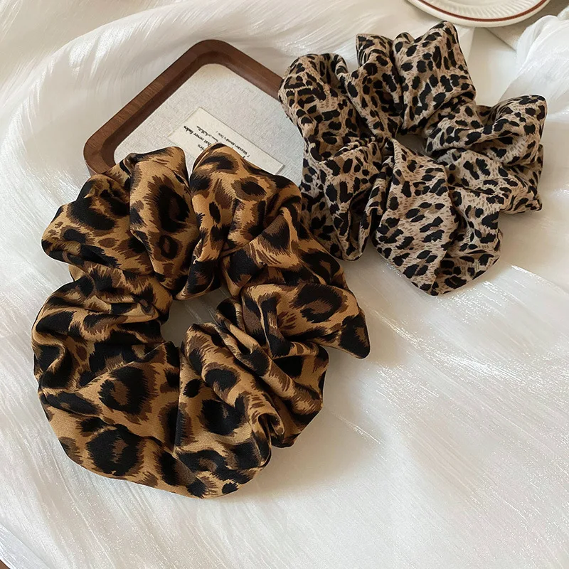 Retro Animal Leopard Print Hair Scrunchie Ponytail Elastic Stretchy Hair Band Rope Women Girls Creative Fashion Hair Accessory