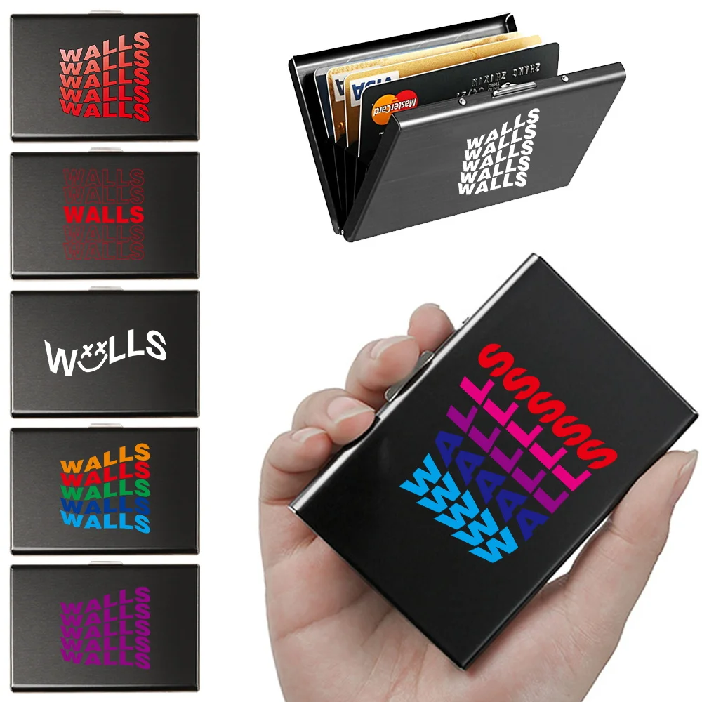 

Anti-theft Credit Card Holder Aluminium Metal Wallets Pocket walls Printing Men Bank Credit ID Card Box Thin Small Wallet Case