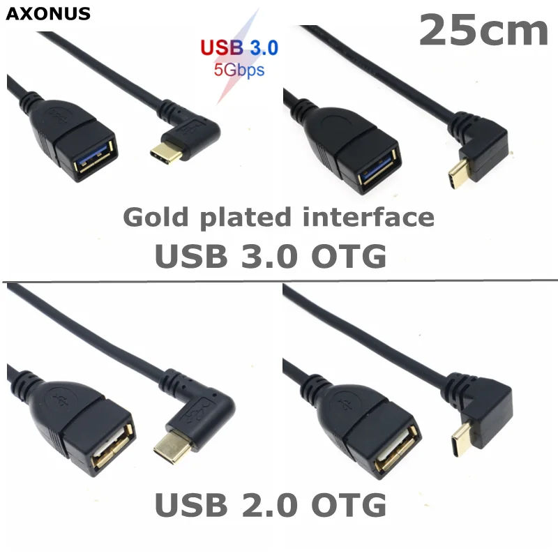USB C Adapter OTG Cable 90 Degree Angle C Type Male to USB 3.0 2.0 Female Cable Suitable for MacBook Pro Samsung Type C Adapter
