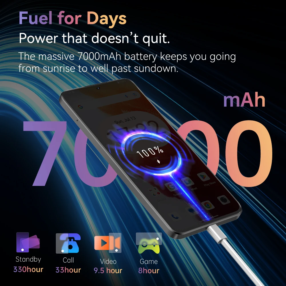 Cubot Note 60 Smartphone, Android 15, 7.2-inch 120Hz Display, Octa-core,16GB(6+10GB )RAM 128GB ROM, 48MP Camera, 7000mAh Battery