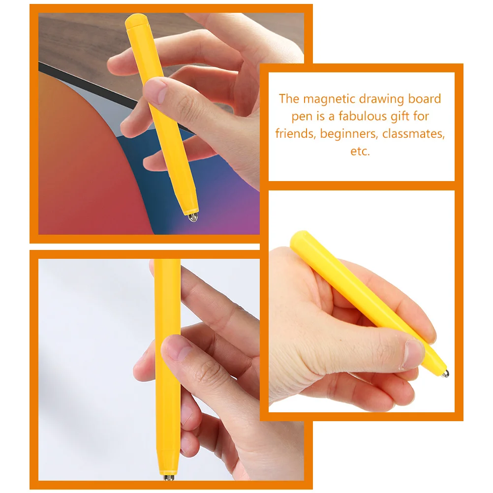 Stylet magnétique pour jeu de société à dessin pour enfant, 6 pièces, perle de peinture, portable, griffonnage, jouet, écriture, jaune, remplacement