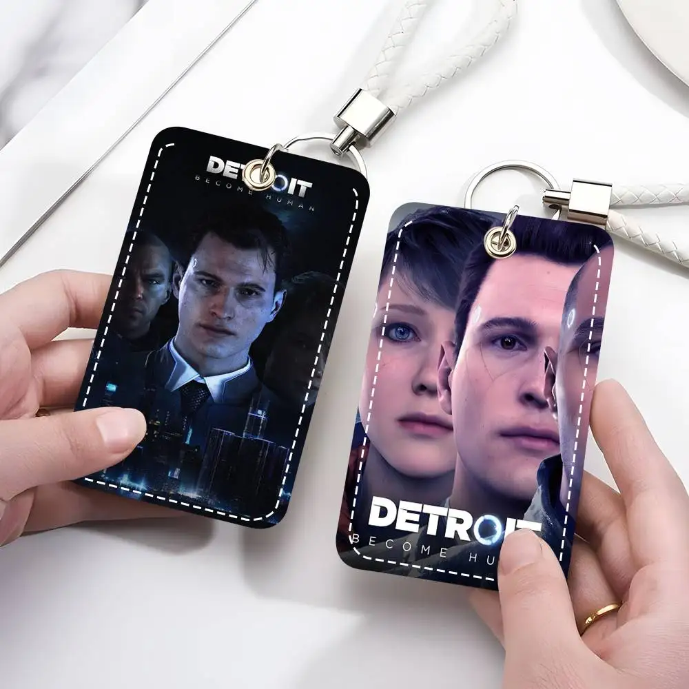 

1 шт. Кожаный брелок-картхолдер для игровой карты D-Detroit Become Human, чехол для карты доступа, кольцо для ключей