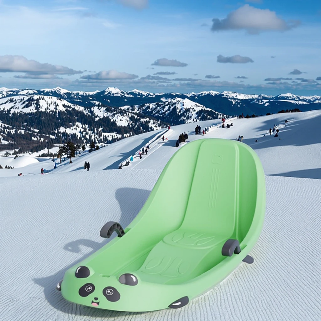 Trineo de esquí mejorado, respaldo grande, duradero, ecológico, tabla ancha de dos plazas para niños, padres, hierba/arena, diversión deslizante