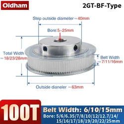 100teeth 2GT Timing Pulley Bore 5/6/6.35/8/10/12/12.7/15/16/17/18/19/25mm for GT2 Open Synchronous belt width 6/10/15mm 2M 100T
