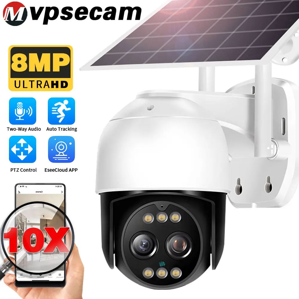 

8MP 4K 10X Zoom WIFI IP Camera Outdoor Waterproof AI Human Detection Automatic Tracking CCTV Wireless Camera