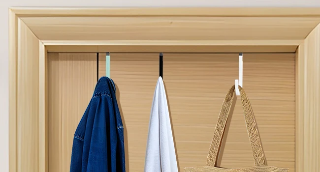 Tür-Aufhänger-Haken mit Gummi-Organizer-Haken für Wohnzimmer, Badezimmer, Schlafzimmer, Küche zum Aufhängen von Kleidung, Handtüchern, Hüten, Mänteln – Detail 4