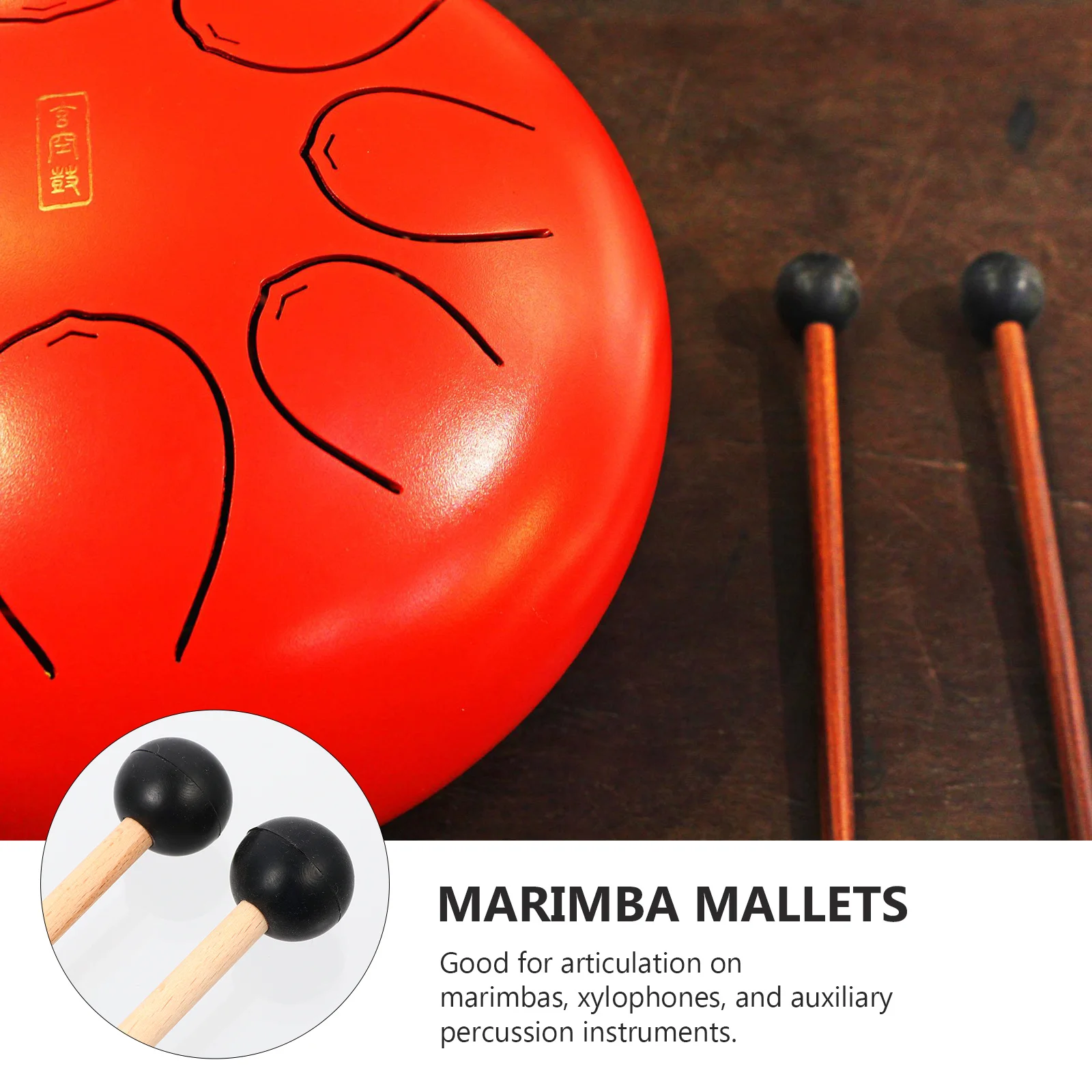 

1Pair Marimba Mallets Solid Handle Smooth Grip for Marimbas Xylophones Percussion Instrument Accessories Sticks