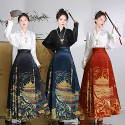 Ming Dynasty Hanfu New Chinese Style Black Horse Face Skirt Autumn Ancient Chinese Costume