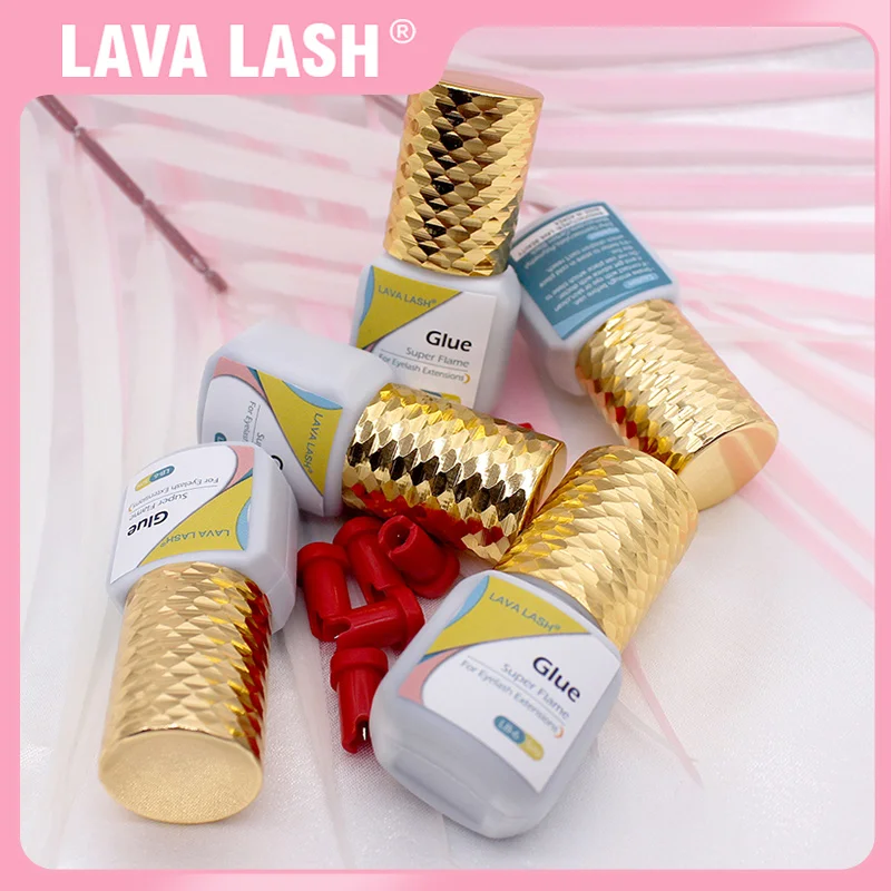 5 Bottles Lava Lash For Eyelash Extensions Supplies Glue Super Flame LB-6 Korea Adhesive Beauty Shop Lasting Makeup Tools Health