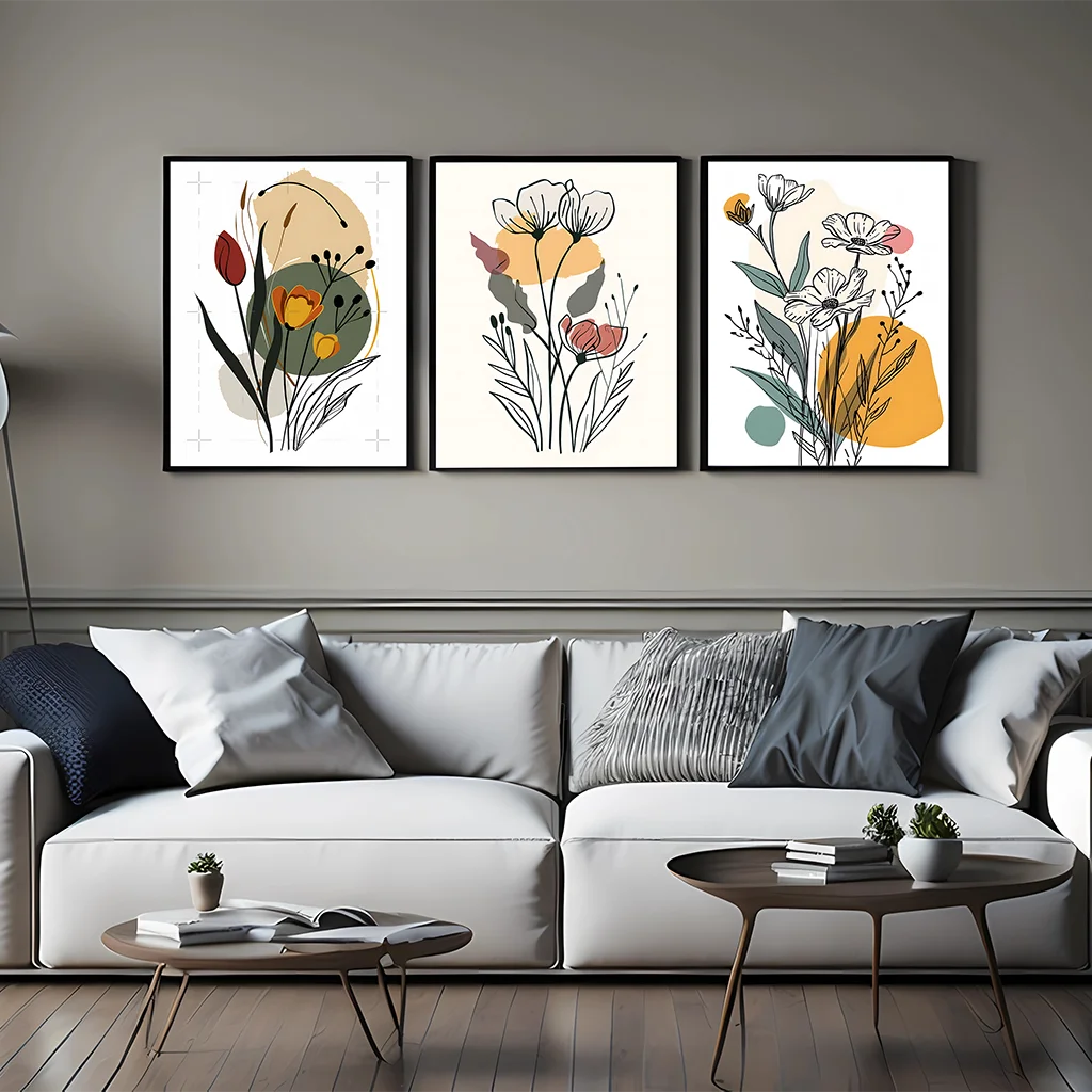 

Minimalist Line Watercolor Botanical Flower Wall Art Canvas Painting Prints Home Wall Decor Bedroom Living Room Office Modern