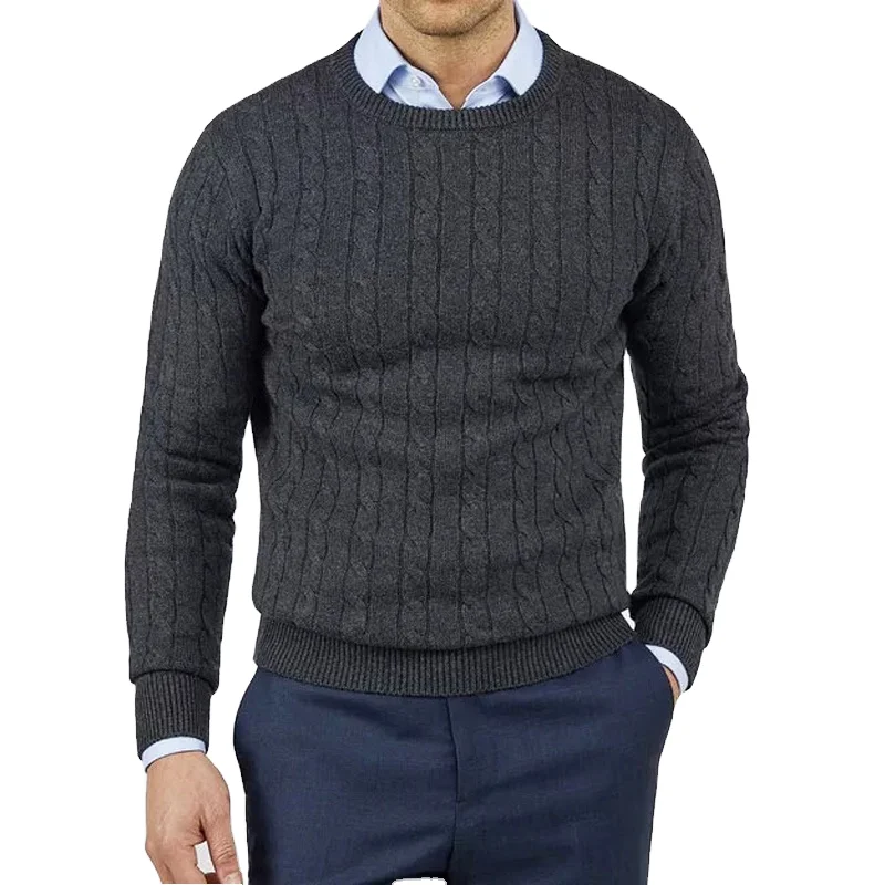 Outono e inverno quente camisola masculina de alta qualidade manga longa tripulação pescoço sweatshirts casual malhas topo