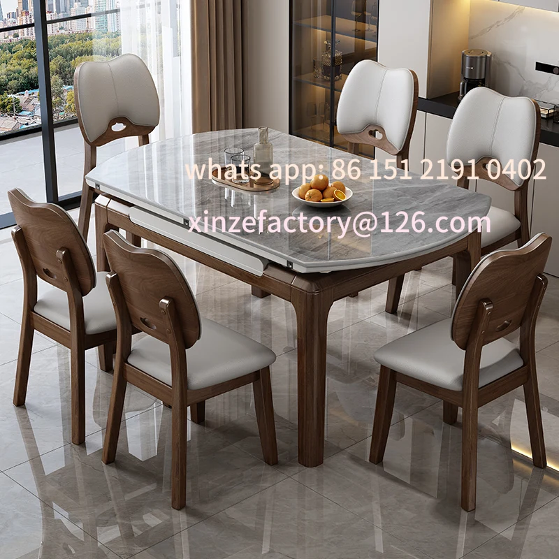

Customizable Nordic Italian minimalist solid wood dining table and chair combination