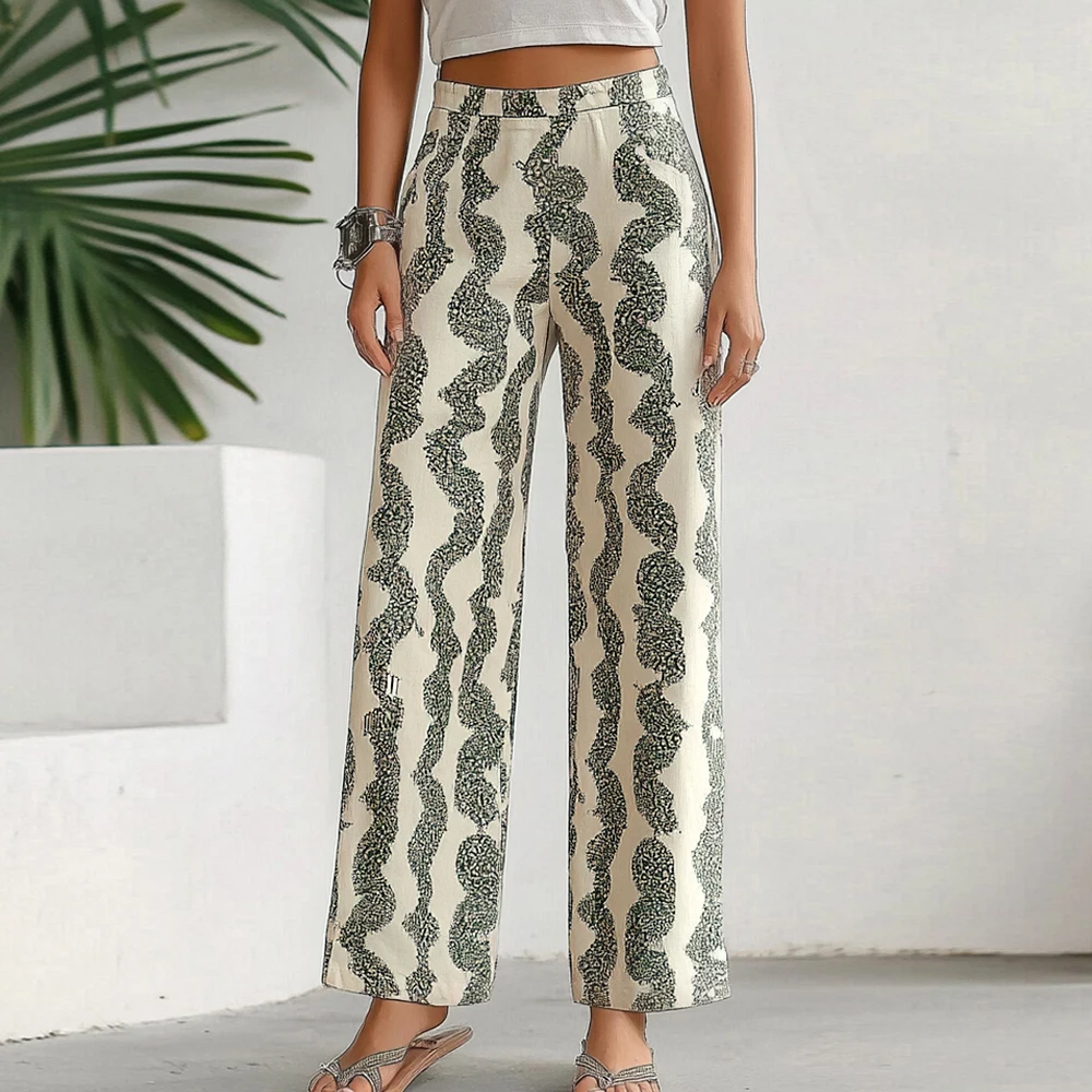 Mia Muse Autumn Winter  Women's Pants All Season High Wiast Straight Leg Graphic Vacation Fashion Pants