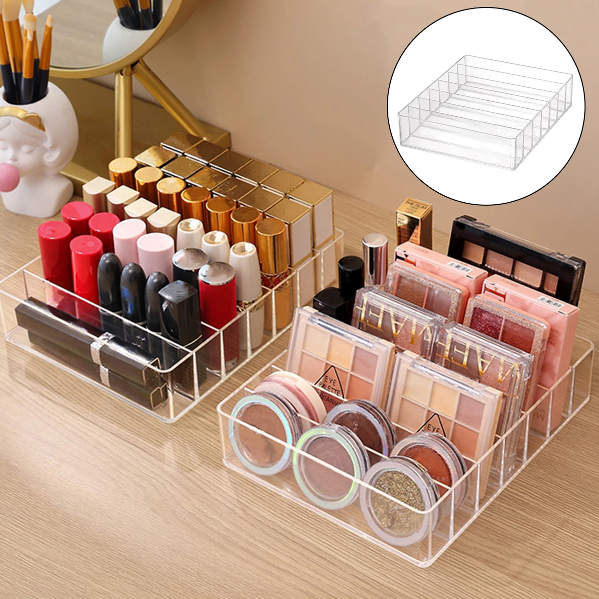 Drawer Acrylic Eye Shadow Storage Box For Powder Cake Blush Cosmetics Jewelry Storage Box Desktop Dustproof Rack