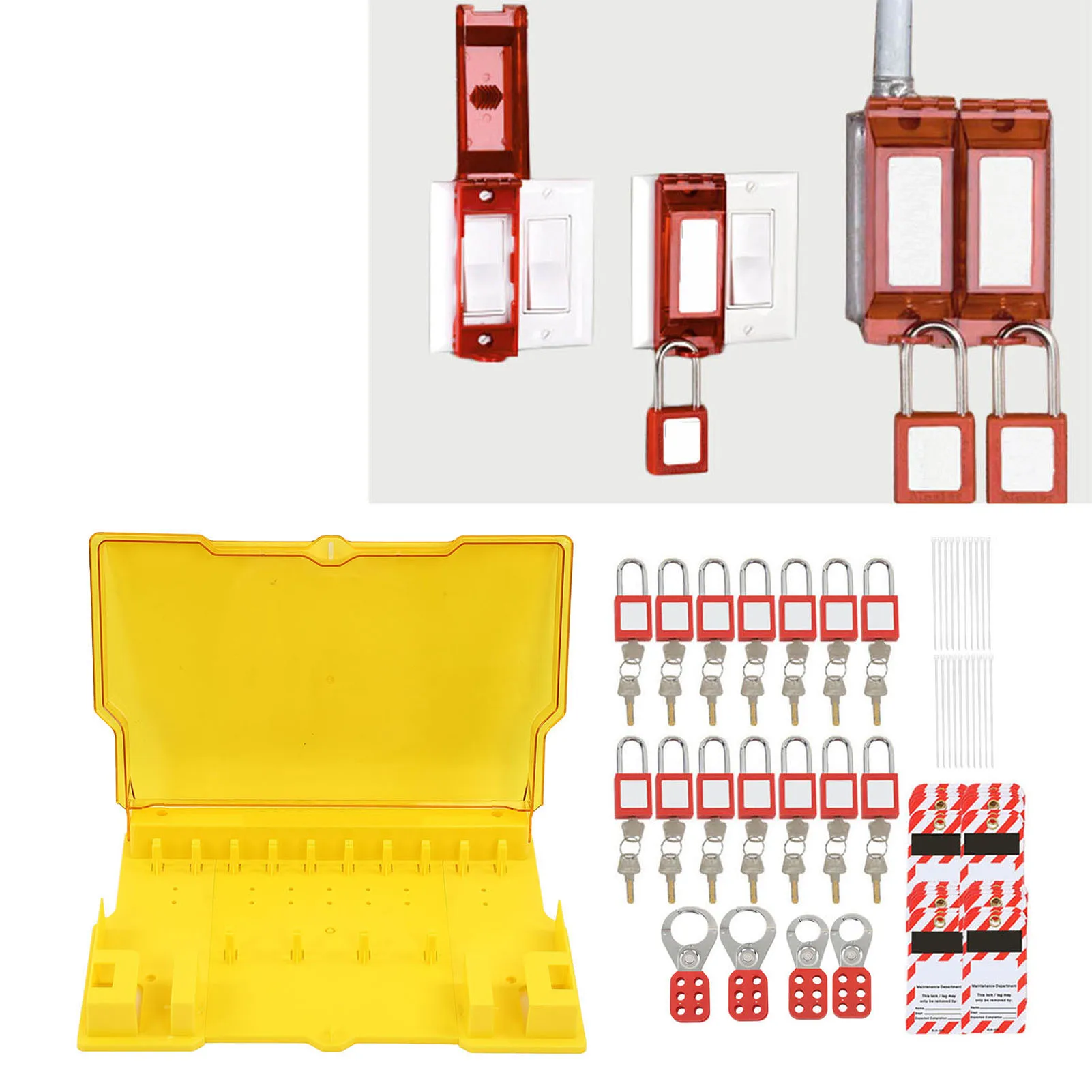 

Lockout Tagout Station Include Padlocks Keys Hasps Hangtags Visual Lockout Kit Board with Cover for Factory